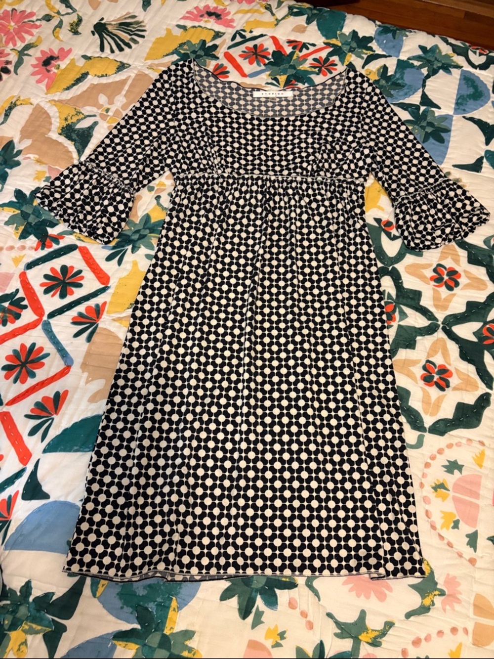 Studio M Black and Cream Geo Dot Dress